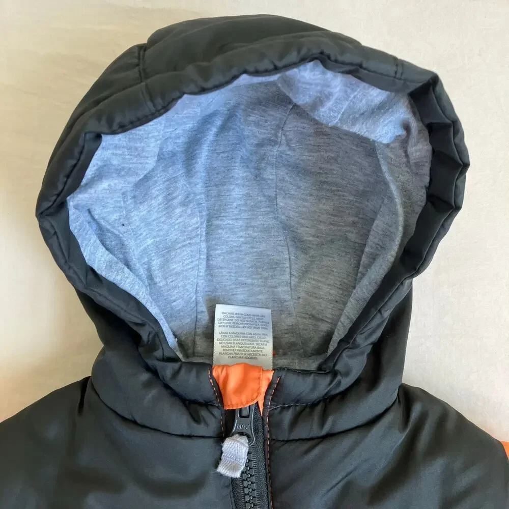 Carter’s Baby Sz 6-9mo Puffer Bunting Hooded Snowsuit Orange Brown Zip-up Warm